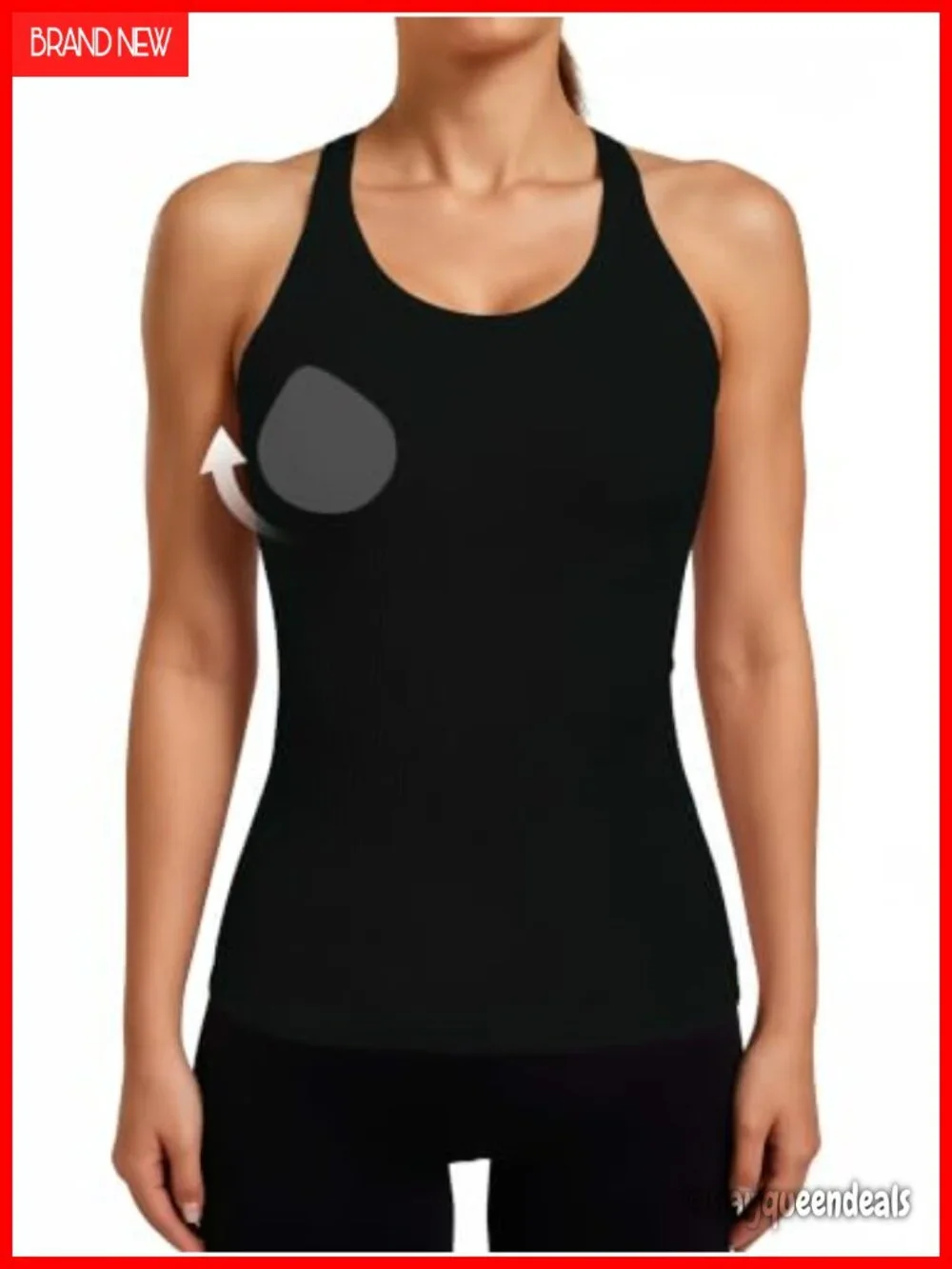 Ribbed Workout Tank Top with Built in Bra Racerback Gym Yoga